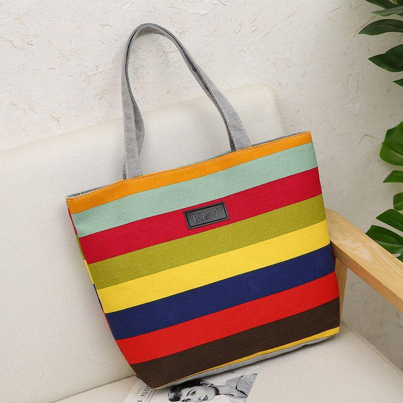 

Новая полосатая холщовая сумка, легкая сумка для офиса, повседневная, через плечо, портативная, вместительная женская сумка