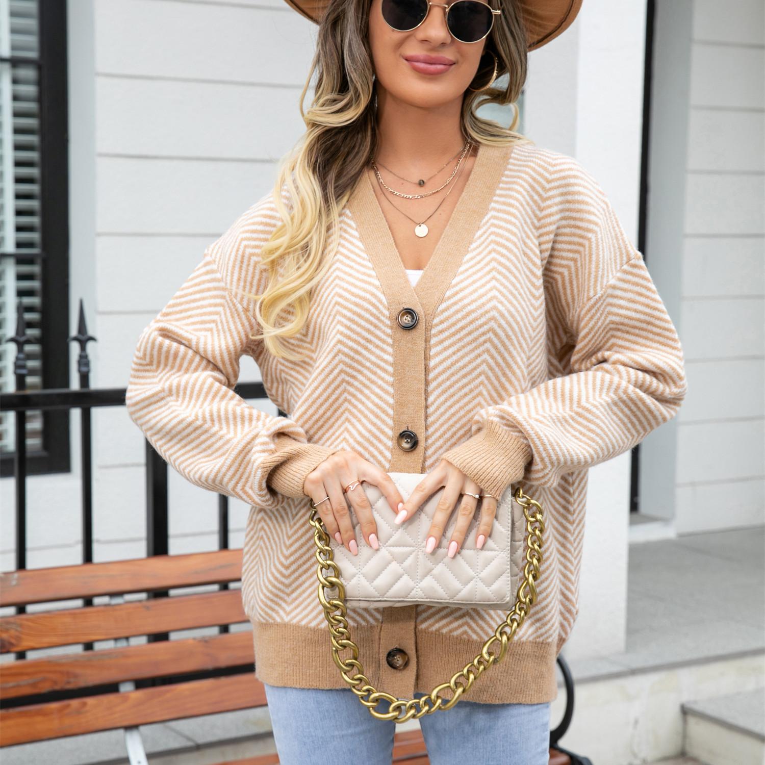 

GMXIA женские модные повседневные осенне-зимние кардиганы с длинными рукавами, свитер, пальто XL хаки