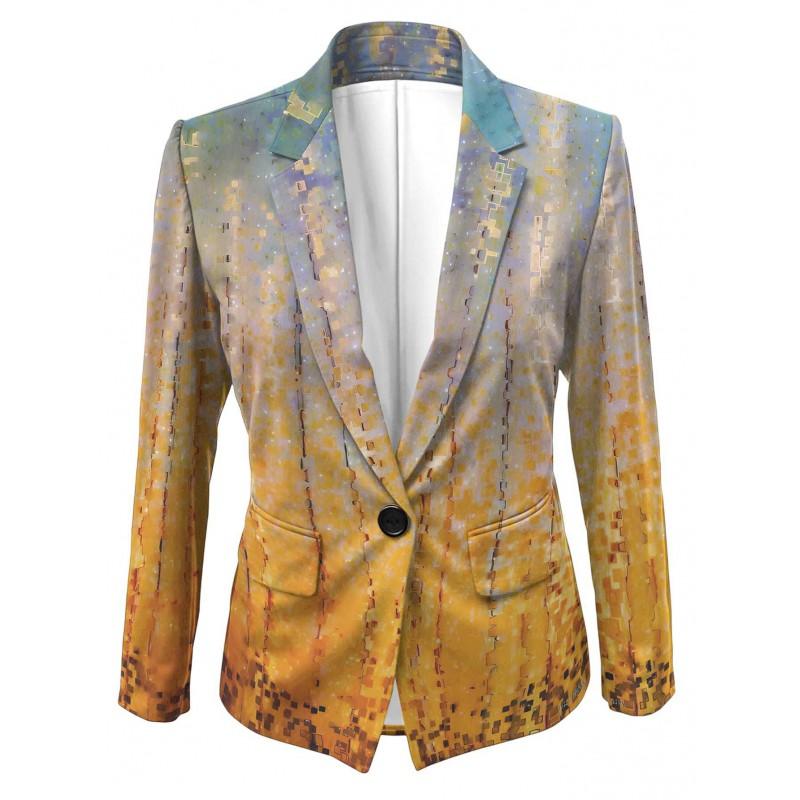 Womens Gradient Starry Sky Print Blazer Slim Fit Business Casual Jacket With Notched Lapel Single Button