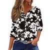 Women's T Shirt Tee Print Button  3/4 SleeveDaily Weekend Fashion Basic V- Neck Regular Top