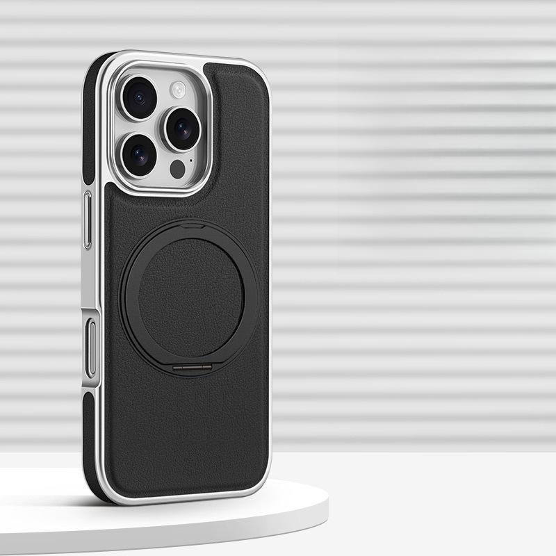 

Подходит для Apple 16PROMAX Кожаный Магнитный Вращающийся Кронштейн Чехол для Мобильного Телефона Iphone15 Бизнес 14 Противоударный Чехол iPhone13pro чёрный
