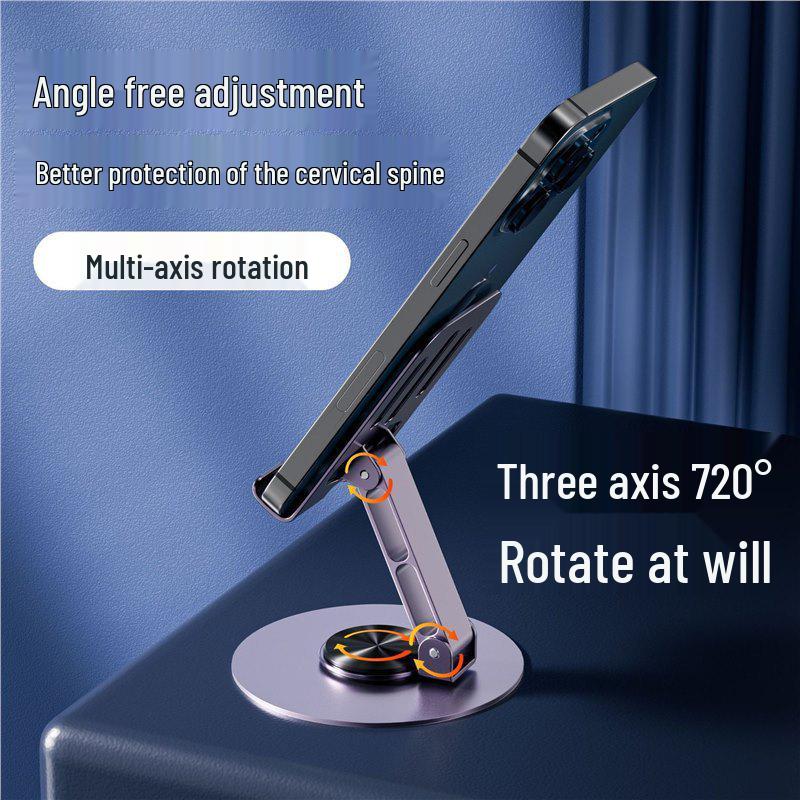 TikTok Metal Live Broadcast Phone Holder, 360° Rotating and Adjustable Folding Stand for Phones and Tablets.