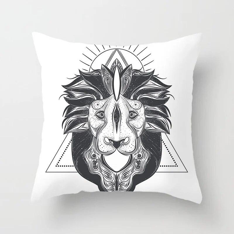 Geometric Cushion Cover Cute Dog Cat Pillowcase Sofa Living Room Home Decor Cartoon Animal