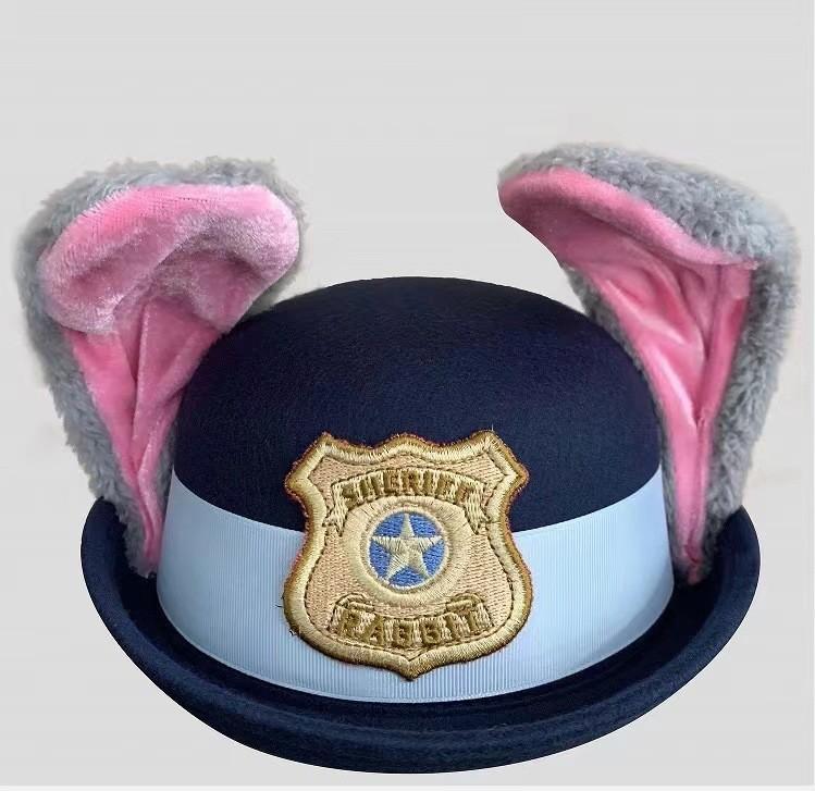 Non-Toxic Cute Judy Hat Rabbit Bowler Hat Zootopia Police Officer Judy Hat Children'S Adult Cosplay Headband Headwear Hat Cute Gift Hot