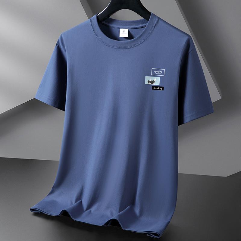 Teenager Boys Summer Loose Short Sleeve O Neck Printed Pullover Brathable Cotton T-shirt S