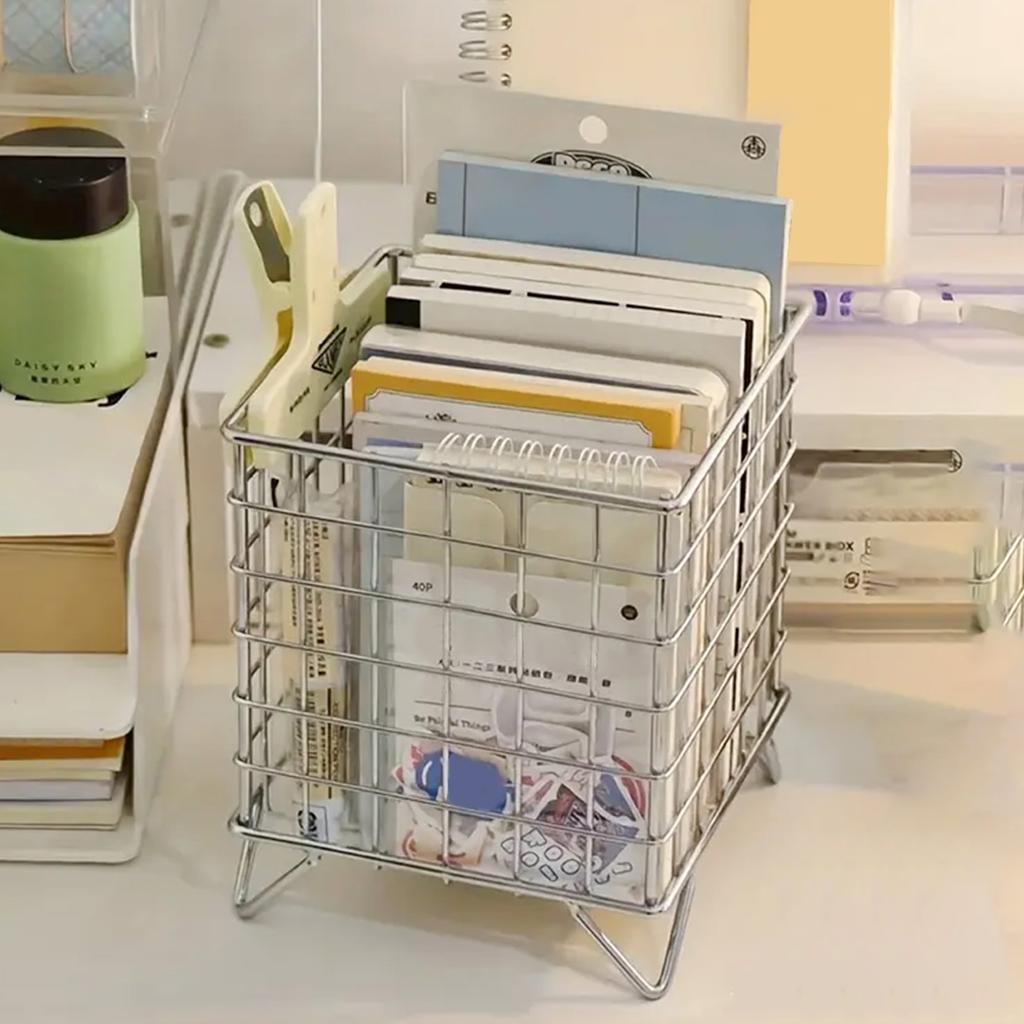 Ins Style Creative Iron Desktop Organizer Box Multi-purpose Storage Basket for Office Home Desk Accessories Stationery Supplies