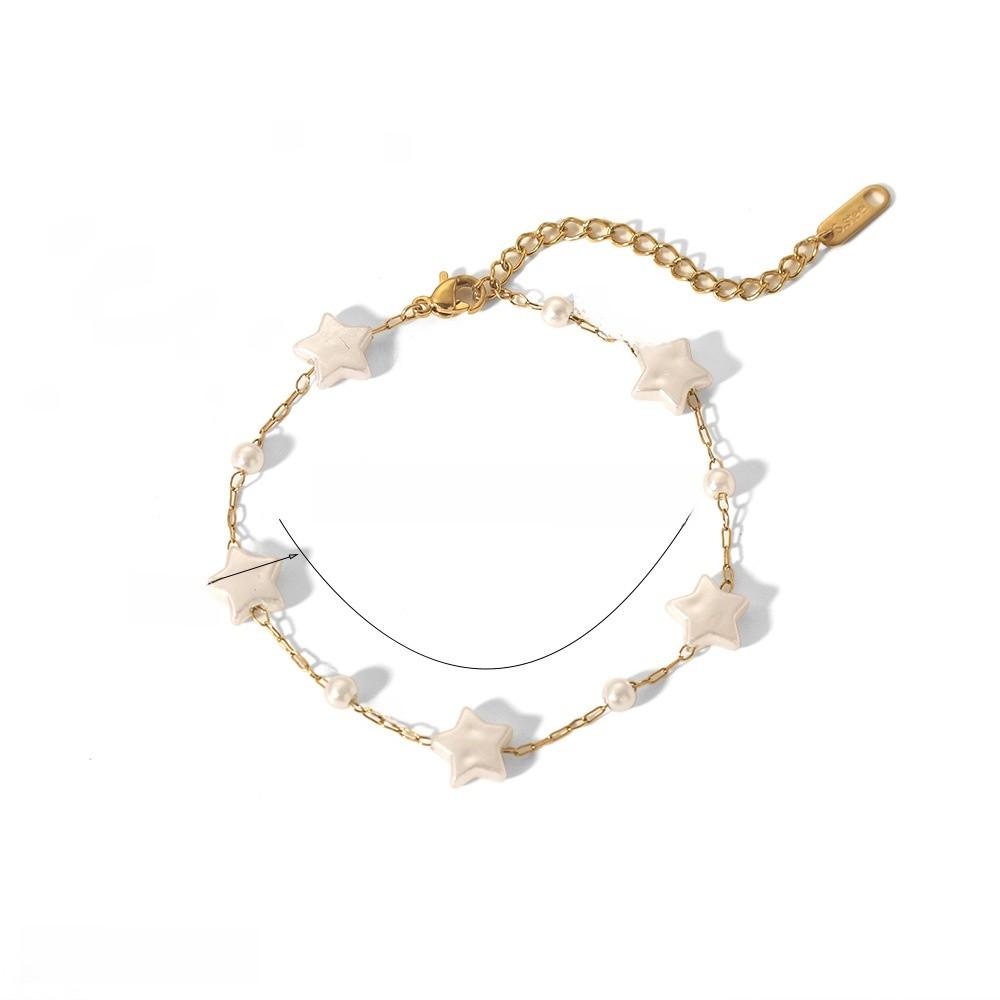 Style Heart Pearl Necklace For Women With Star Pendant And Olink Chain