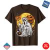 Pumpkin Ghost Autumn Leaves Graphic Scary Unisex T-Shirt, Inspired Halloween Tee Unisex T-Shirt