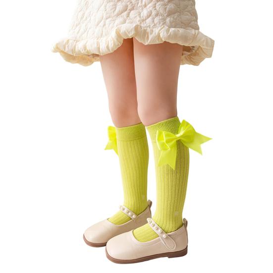 1 Pair Kids Bow Knee High Cotton Socks Cotton Long Socks Adorable Breathable Mid-Calf