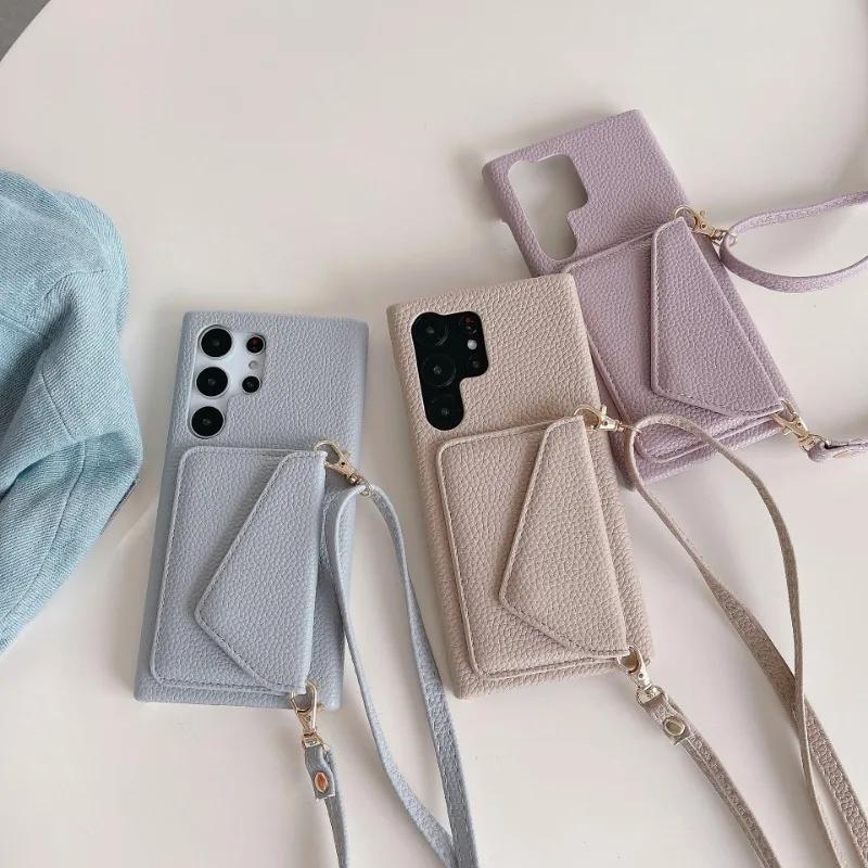 Crossbody Leather Phone Case for Samsung Galaxy S23 FE S25 S24 S22 Ultra A15 A25 A35 A55 A54 A34 Wallet with Card Holder Cover