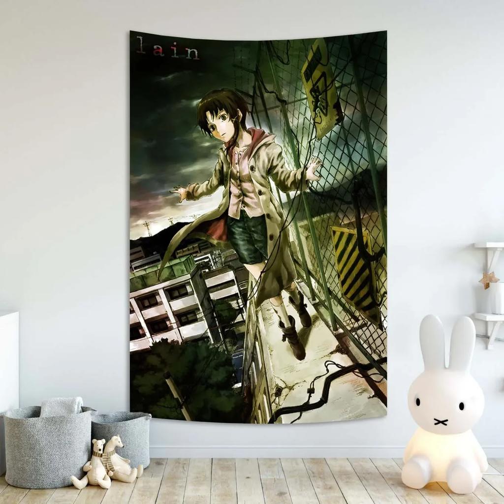 Serial Experiments Lain Tapestry Mysterious Anime Design Perfect for Fan Room Decor Large Wall Hanging Artwork
