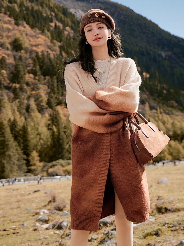 

Mishow вязаный кардиган для женщин 2023 зима новый корейский стиль повседневное пригородное женское пальто с v-образным вырезом MXC51Z0321