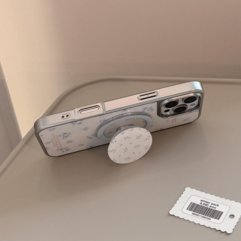 Blue Floral Magnetic Bracket Phone Case