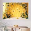 2D Honeycomb Bee Party Tapestry, Sunflower Floral Arch Wall Decor