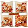Autumn Shiba Inu Maple Leaf Throw Pillow Covers Pattern Cushion Cover Suitable For Sofa Bedroom Car Pillow Cover