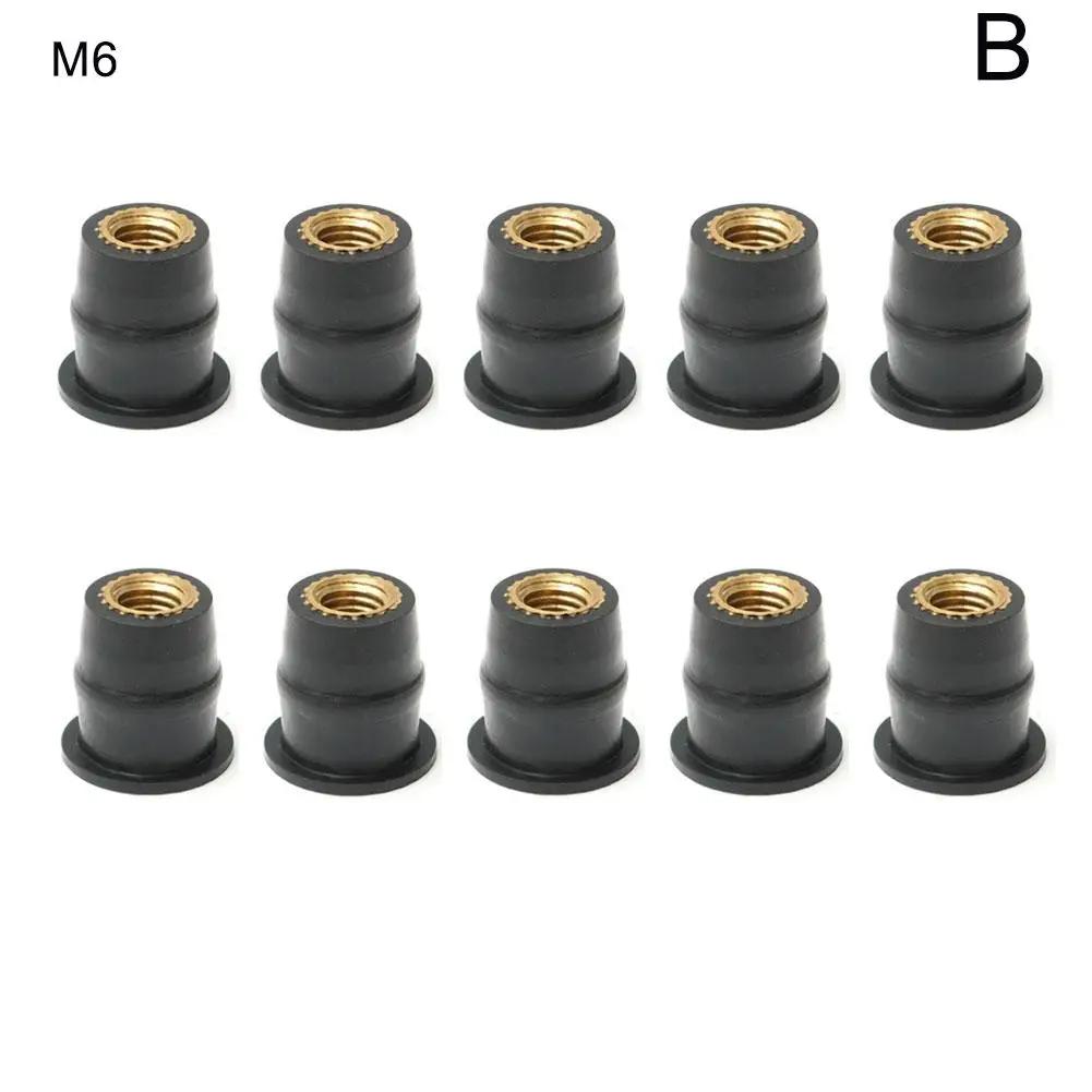 

10 шт. M6 M5 резиновая гайка для крепления лобового стекла мотоцикла латунные гайки для обтекателей лобового стекла C2O6