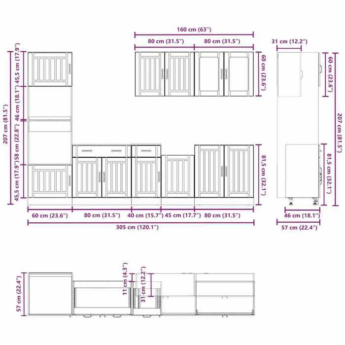 VidaXL Ensemble de 7 meubles de cuisine "Lucca" en bois d'ingénierie blanc brillant 3314743