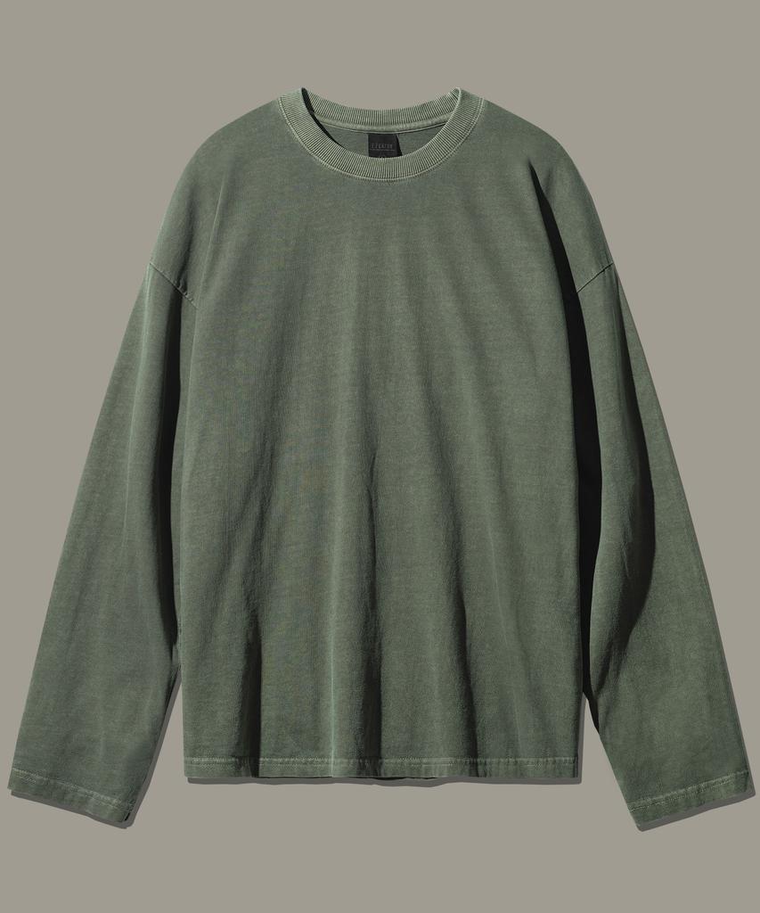 EZKATON New Season Pigment Long Sleeve T-Shirt Khaki Kmlt6811