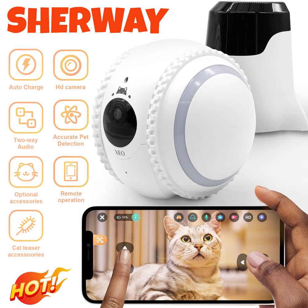 

Smart Pet Cat Robot Camera AI Pets Recognition Auto Tracking Remote Cats Companion Robots Two-way Voice Function Cameras XBO APP гагат