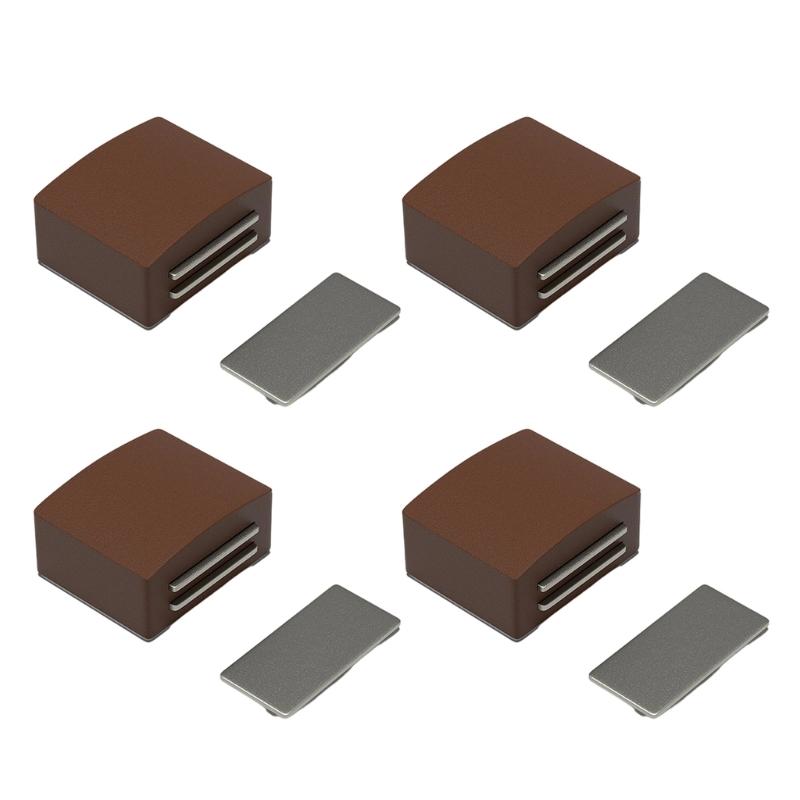 Pack Of 4 Magnetic Cabinet Door Holders Door Catches No Drill Installation Strong Magnetic Force for Smooth Quiet Closing коричневый
