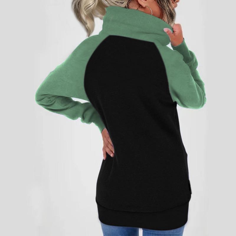 Women S Color Block Zip Up Hooded Sweatshirt Thick Fleece Plus Size Autumn Winter
