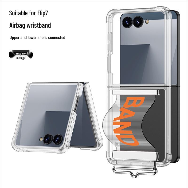 Samsung Galaxy Z Flip7 Transparente Schutzhülle mit Airbag und Armband