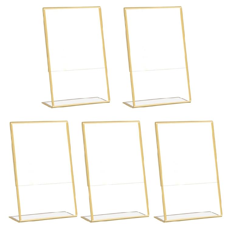 Acrylic Wedding Table Number Holder Stand with Gold Border,Picture Frame Sign