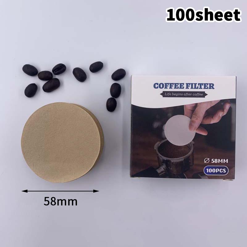 51/53/58mm Portafilter Basket Coffee Filter Paper For Espresso Machines 100 Sheets Round Coffee Paper Filter Outdoor Tableware