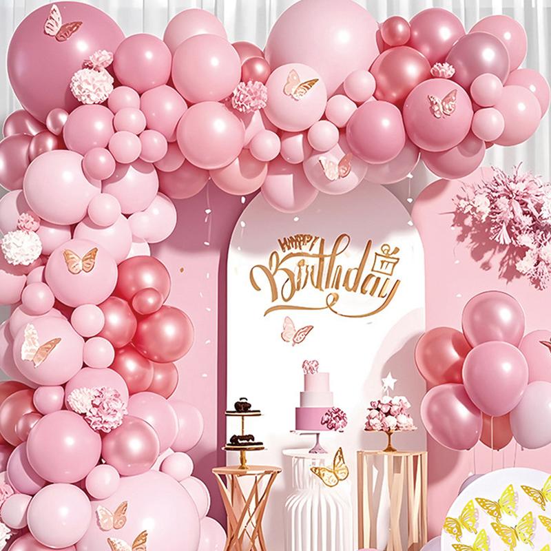 Kit Arche de Ballons Roses Guirlande de Ballons Arc Ballons Décoration de Mariage Baby Shower Anniversaire Fille Adulte Décorations Fête d'Enterrement de Vie de Jeune Fille