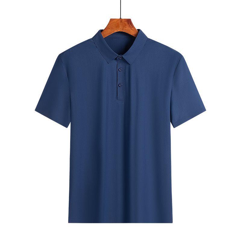2026 Fashionable Seamless Ice Silk Polo Shirt - Solid Color Short Sleeve Pullover