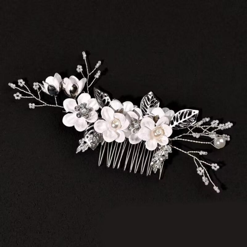 Stunning Wedding Hair Accessory Stylish Crystal and Flower Hair Accessory Hair Comb for Brides and Bridesmaids
