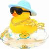 Duck Car Ornaments Yellow Duck Car Dashboard Decorations Set with Sunglasses, Swimming Ring Kids Bath Toys Home Duck Decoration