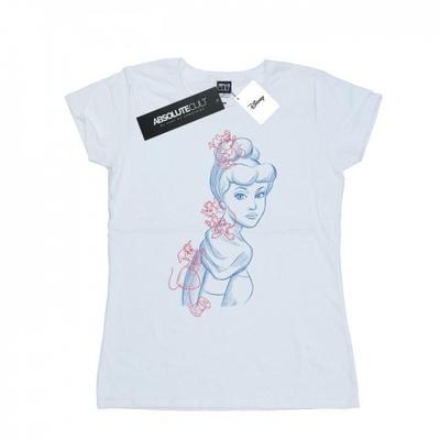 Camiseta feminina/senhora Cinderela Mouse Sketch de algodão