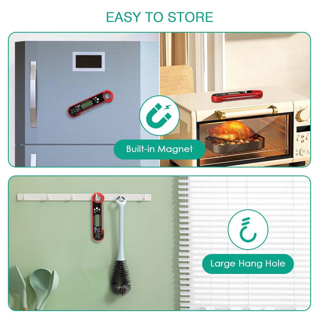 Digital Meat Thermometer Instant Read Cooking Thermometer with LCD Backlight Kitchen Oven BBQ Thermometer