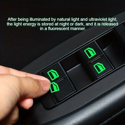 Nouveaux Autocollants Boutons de Voiture Luminescents dans le Noir - Décalcomanies Vert Fluorescent/Bleu/Orange pour Commandes Intérieures (Ajustement universel)