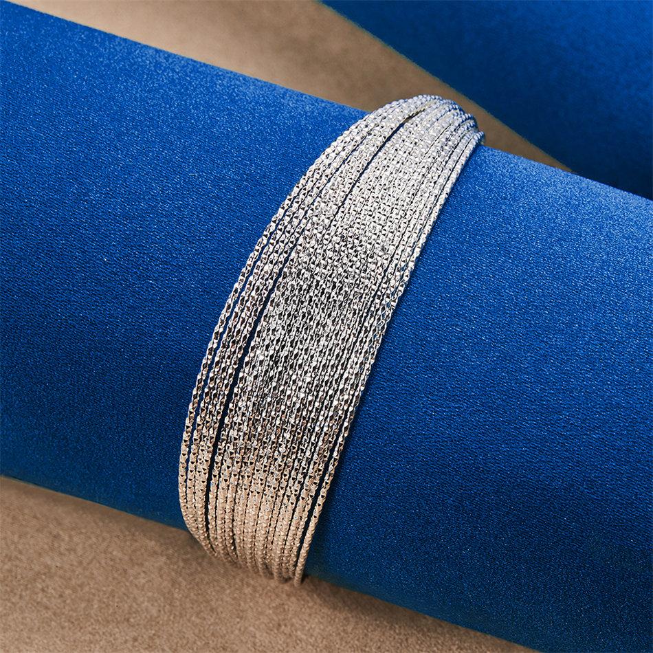 Luxurious 925 Sterling Silver Exquisite Multi-Layered Sparkling Open Bracelet Women Party Wedding Jewelry Accessories