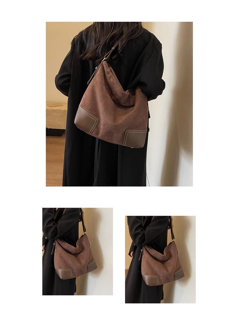 Retro Suede Large-Capacity Crossbody Tote - 2025 Autumn/Winter Collection for Women