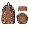 Huichol Mexican Heritage Backpack Student BookBag School Bag Shoulder Bags 3ps Insulated Lunch Bag Pencil Case