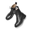Genuine Side Low Short English [ZUYEE] Women's Lace-up Boots, Leather, Zip, Heel, Lace-up Boots, Boots, Style, Black, 24.0cm