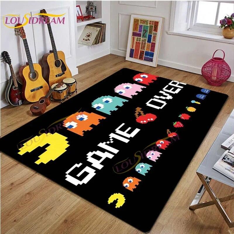 

3D аркадный вентиляторный ковер 90-х годов Классический аркадный ковер для видеоигр Pac Man с мультяшным принтом напольный коврик ковер для гостиной спальни подарок украшение дома