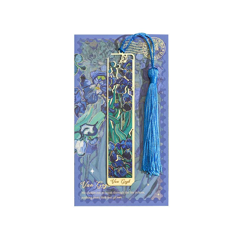 Metal Sunflower Hollow Bookmark Chinese Style Creative Painted Book Holder Tassel Pendant Kids Stationery School Office Supplies