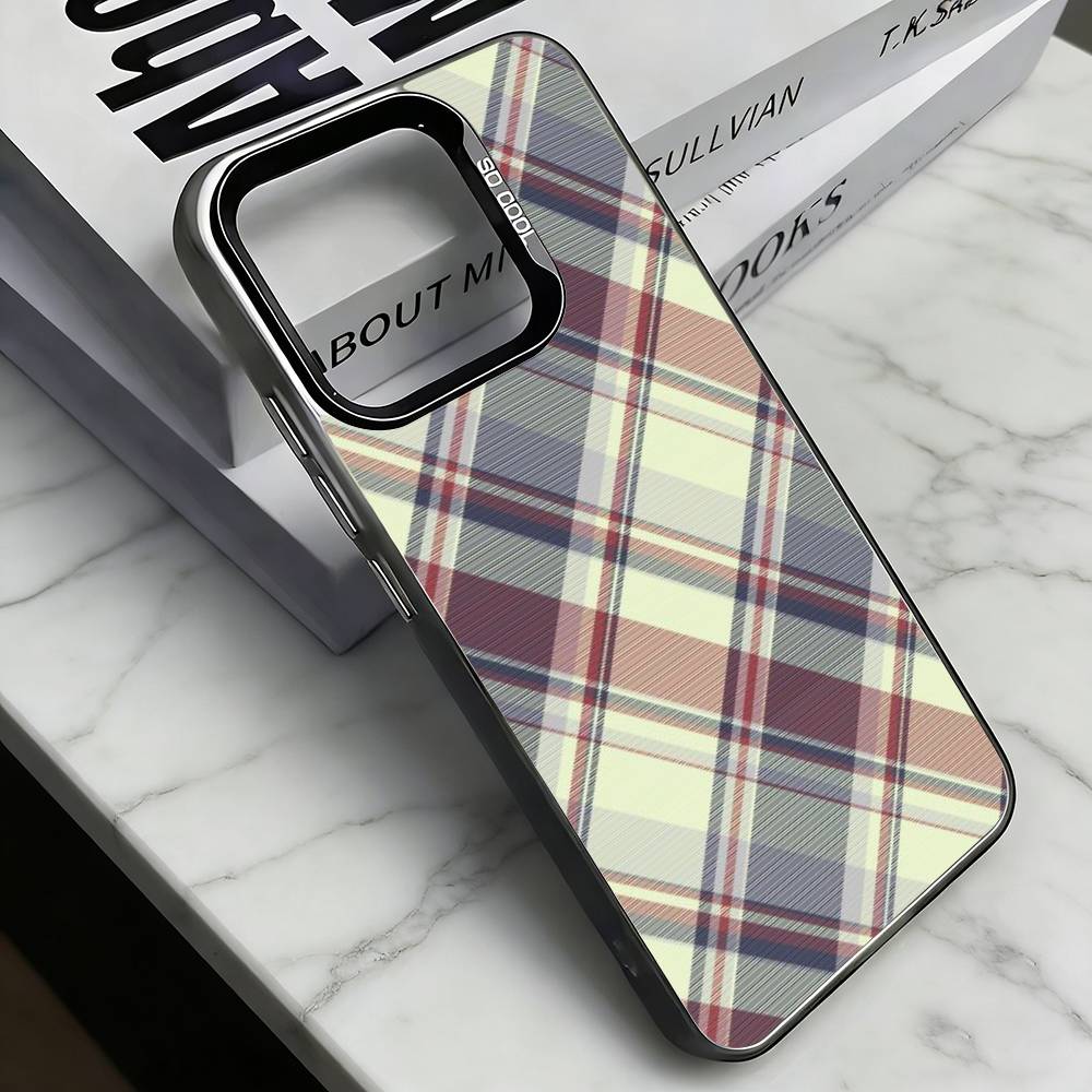 Fashionable Classic Plaid Pattern Phone Case For iPhone 17,16,15,14,13,12,11 Plus,Pro Max,XS,Colorful Silver Black Cover
