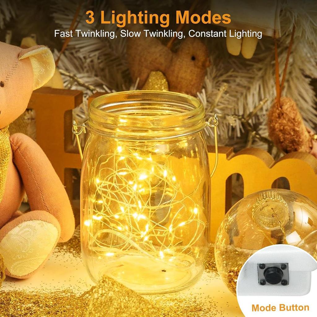 30 Pack LED Fairy String Lights Battery Powered Warm White Copper Wire IP65 Waterproof 3 Modes