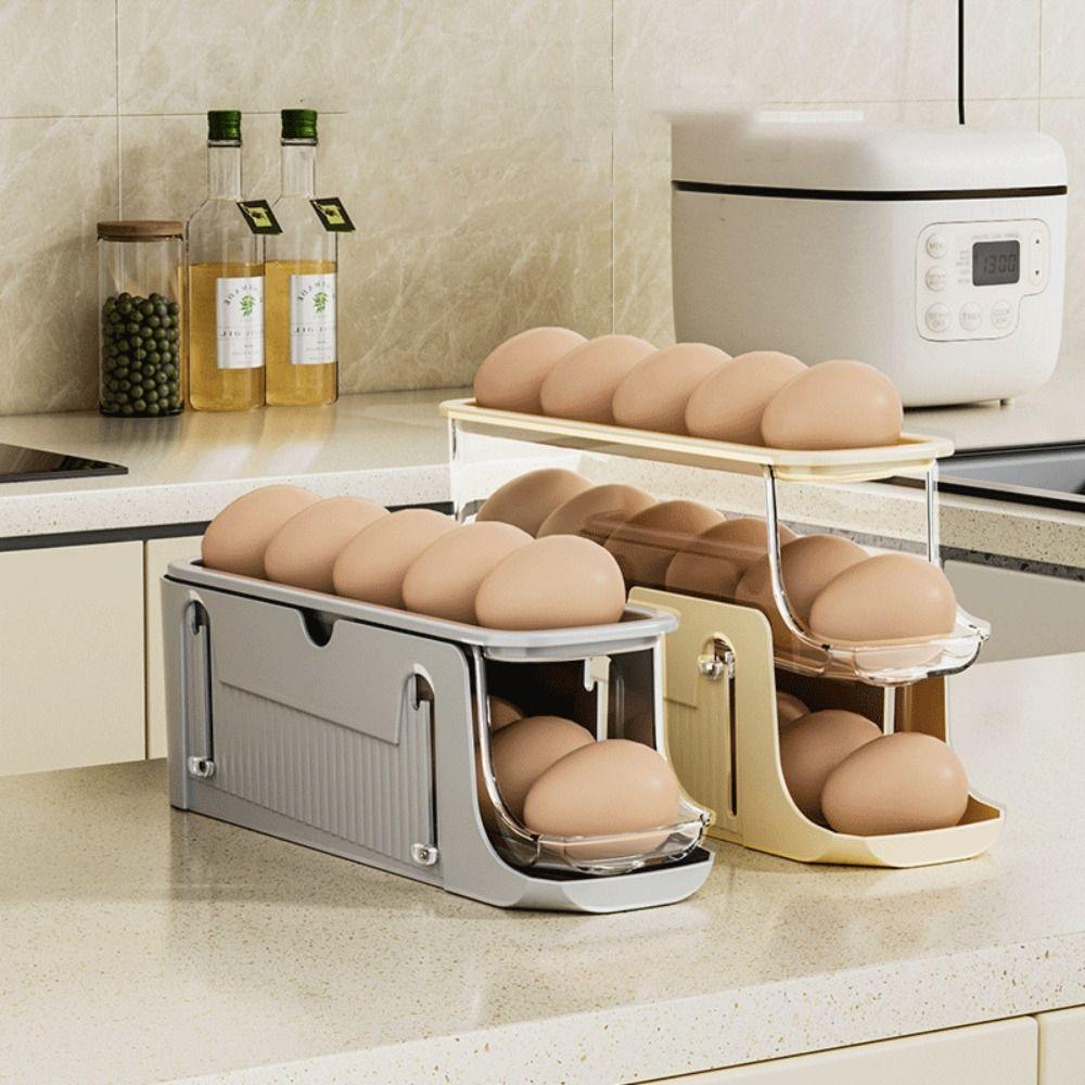 Holds 17 Eggs Automatic Rolling Egg Tray Removable Egg Holder Refrigerator Egg Holder  Dining Table
