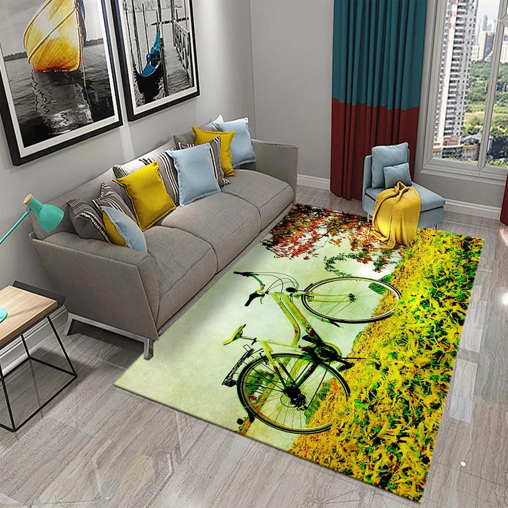 Dywan 3D w stylu vintage z rowerem Mata domowa do łazienki kuchni Dywan antypoślizgowy Mata dekoracyjna do salonu sypialni przedpokoju dla dzieci prezenty