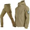 Military Shark Skin Soft Shell Suits Men Tactical Windproof Waterproof Jacket Men Army Combat Pants+ Mens Hooded Camping Coats