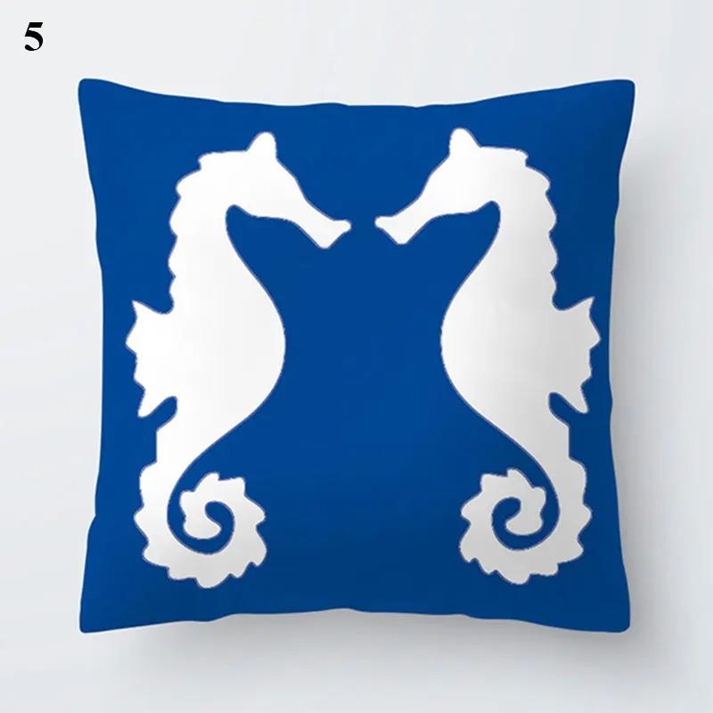 Blue Marine Animal Pillowcase Office Living Room Home Pillowcase Car Ornaments