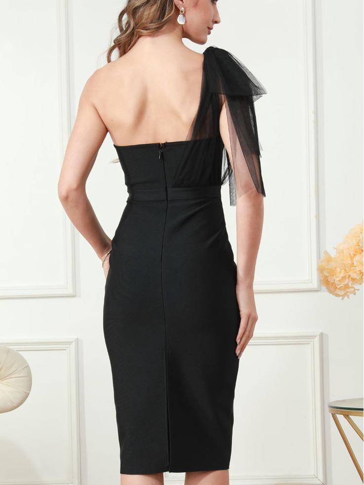 Black Bodycon Bandage Evening Dress - Women's Summer Slimming Design