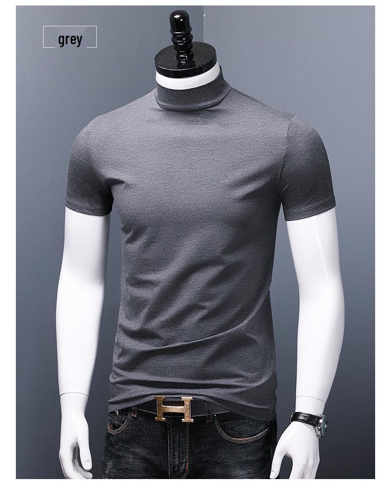 Herr Slim Fit Modal Höghals Merceriserad Bomulls T-shirt