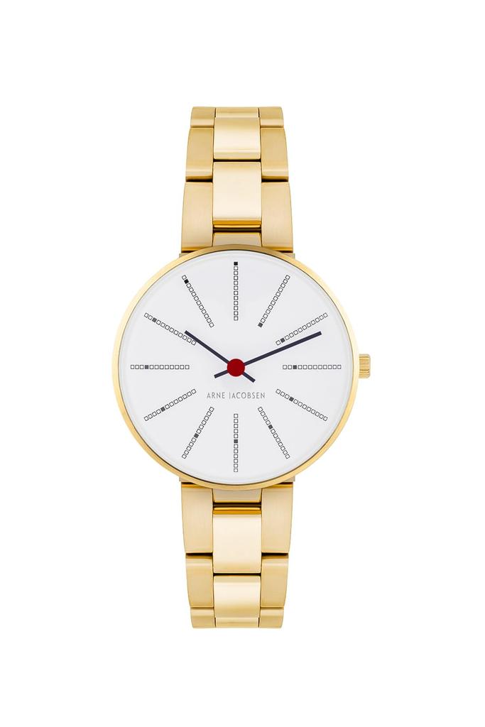 ARNE JACOBSEN BANKERS 53113-1429 30mm Watch with Scandinavian Design, Water Resistant for Daily Use (Quiet Design with No Second Hand), White Gold